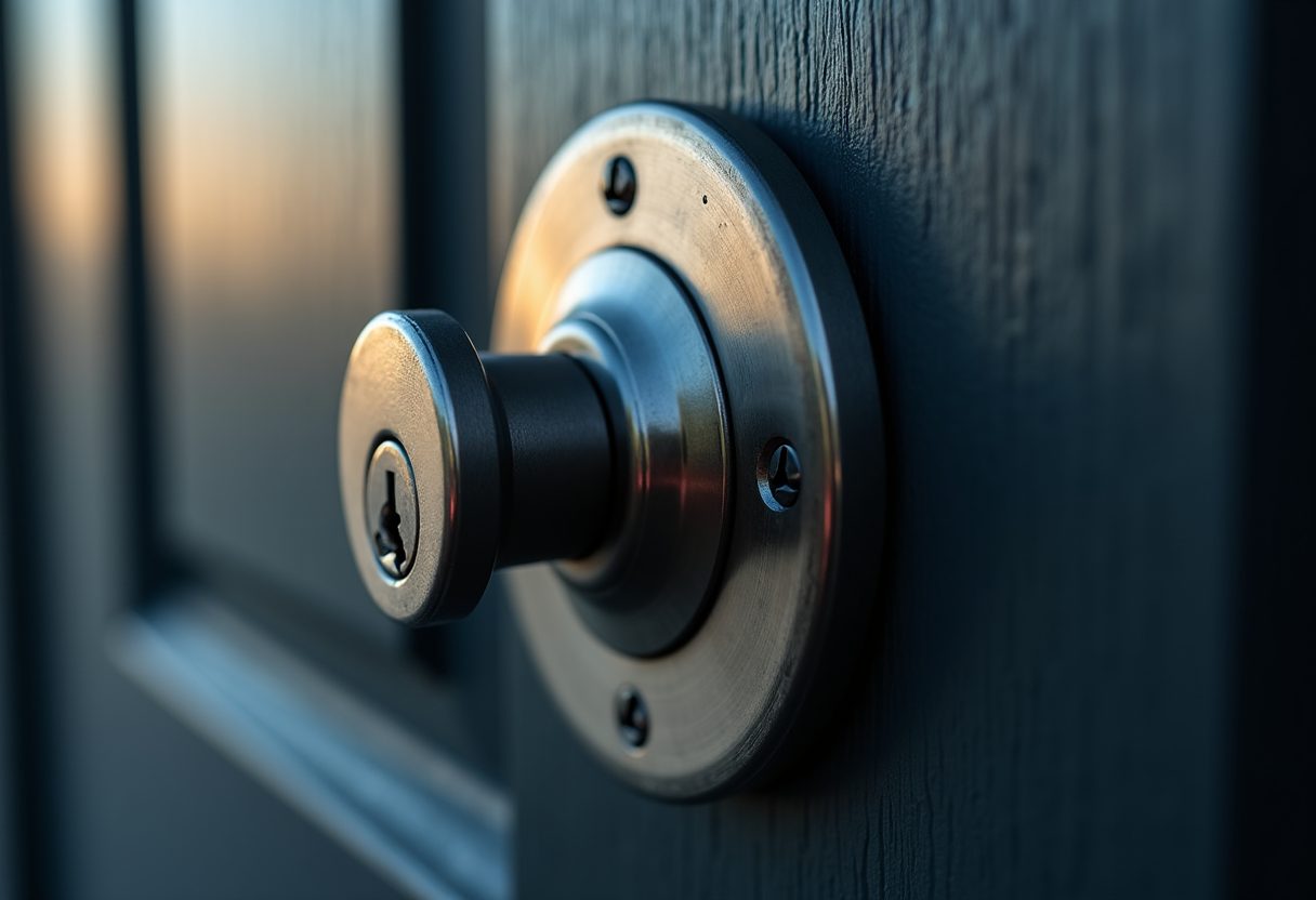 High-security steel deadbolt close-up — Lane Cove